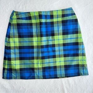 Lilly Pulitzer Plaid Golf Skort Blue and Lime Green Plaid 8 Medium